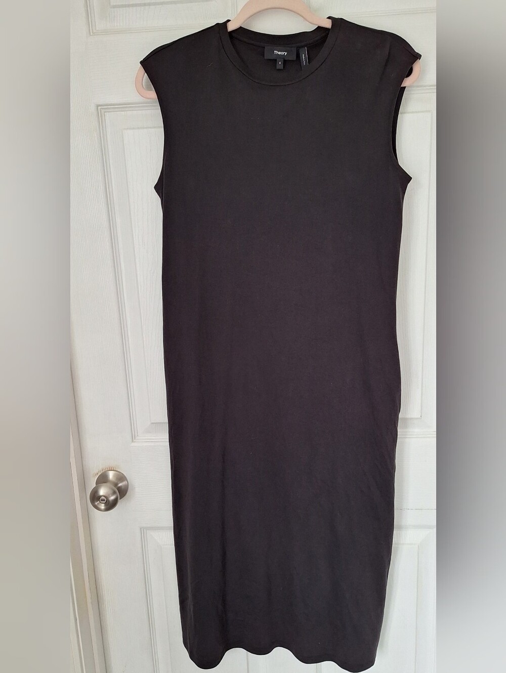 Theory Black Supima Cotton Sleeveless Midi Dress Size S